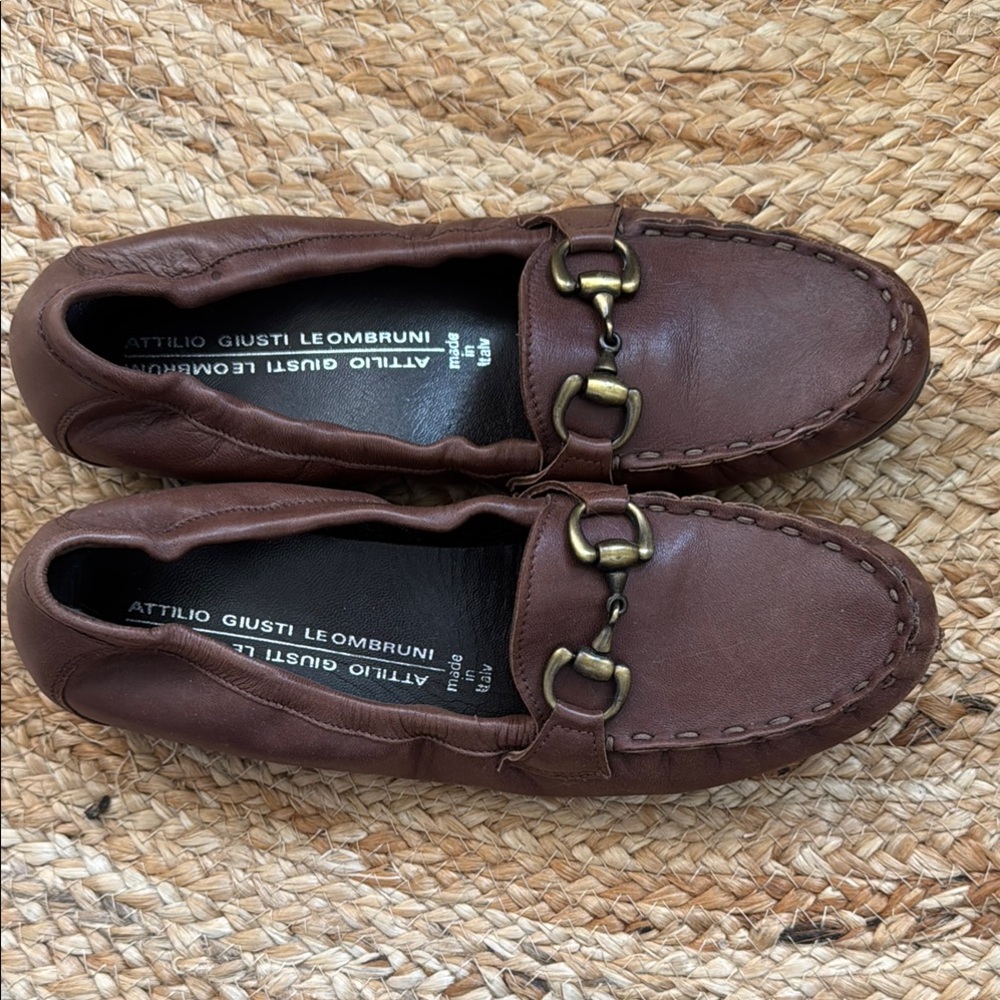 Attilio Giusti Leombruni Brown Leather Loafers